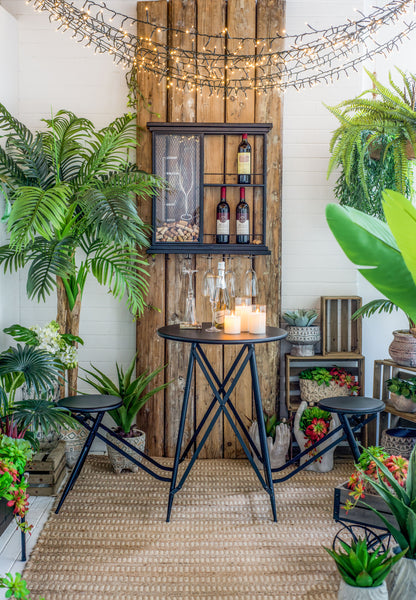 Floating Wine Bar Shelf With Glass Holder And Display Shelves - Black