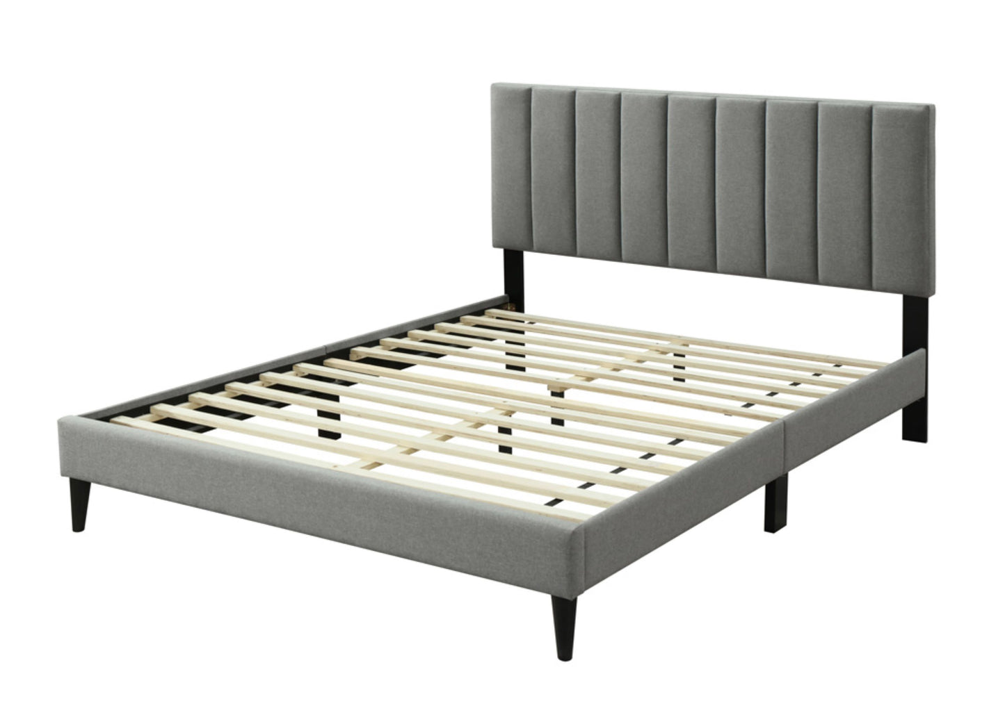 Queen Sized Channel Bed & USB - Gray