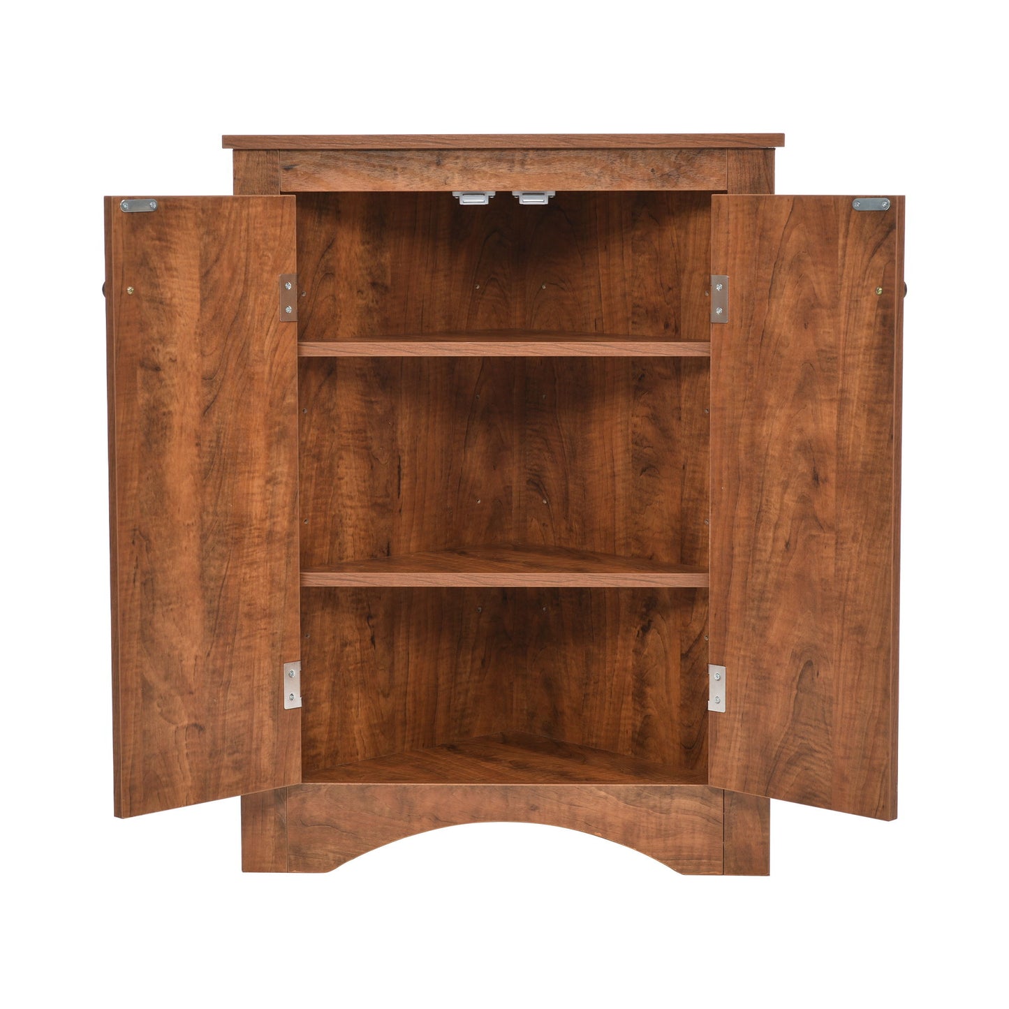 Triangle Bathroom Storage Cabinet With Adjustable Shelves, Freestanding Floor Cabinet For Home Kitchen - Brown