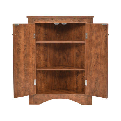 Triangle Bathroom Storage Cabinet With Adjustable Shelves, Freestanding Floor Cabinet For Home Kitchen - Brown