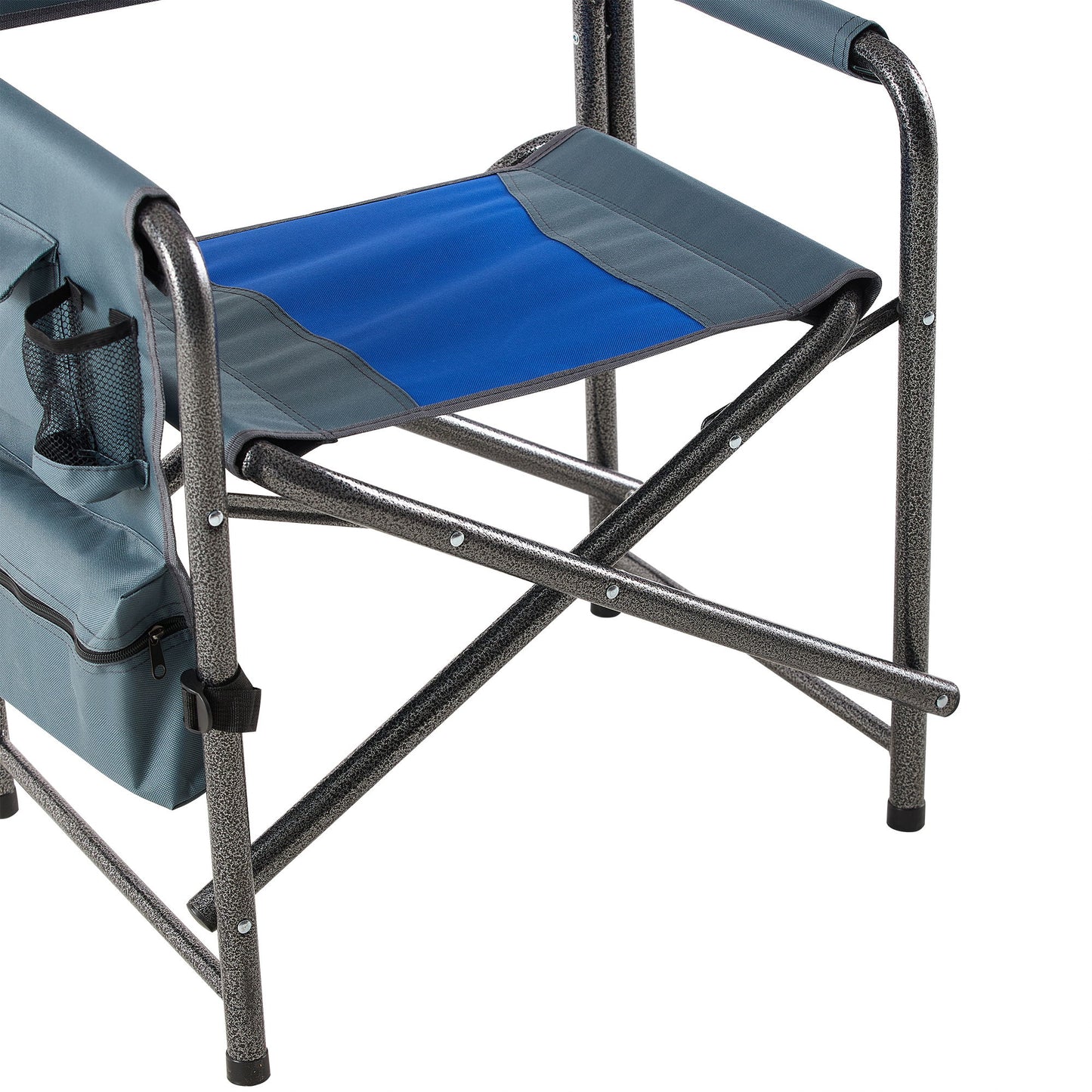 Padded Folding Outdoor Chair With Storage Pockets, Lightweight Oversized Directors Chair For Indoor, Outdoor Camping, Picnics And Fishing - Blue / Gray
