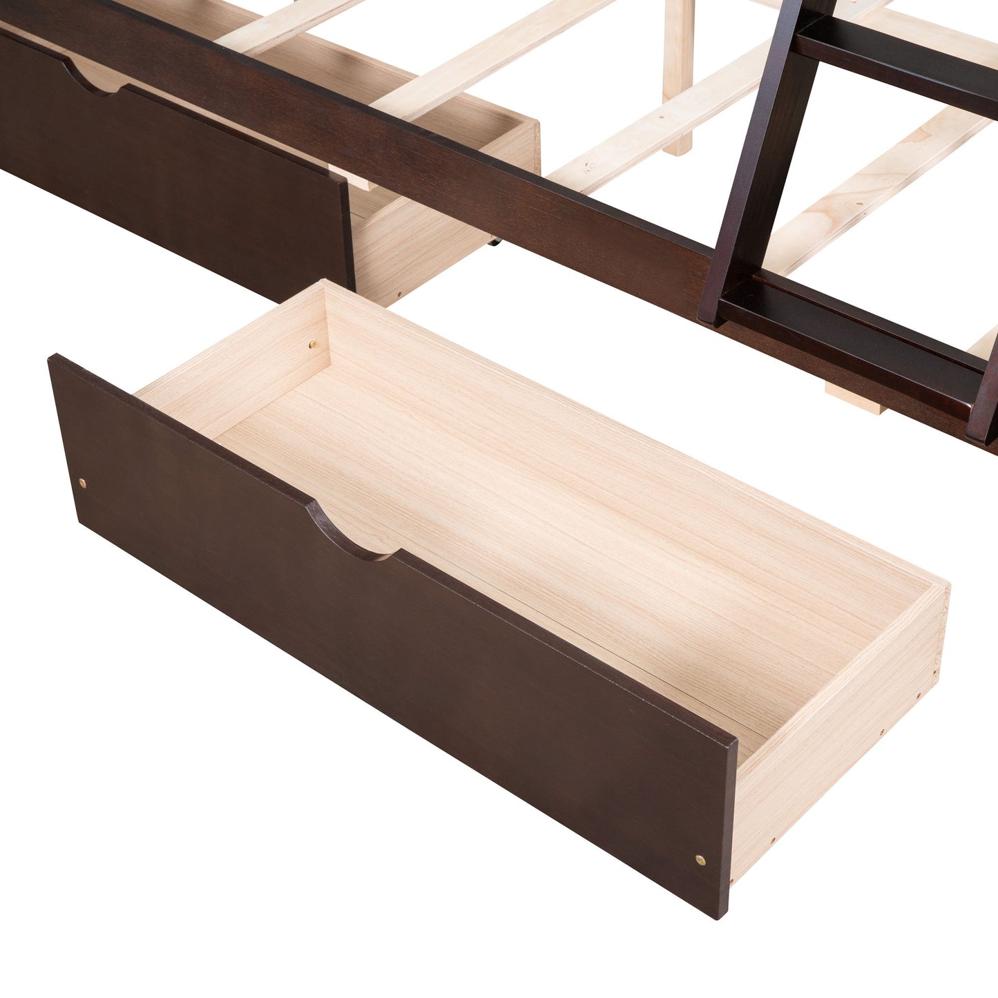 Twin Over Full Bunk Bed With Ladders And Two Storage Drawers - Espresso
