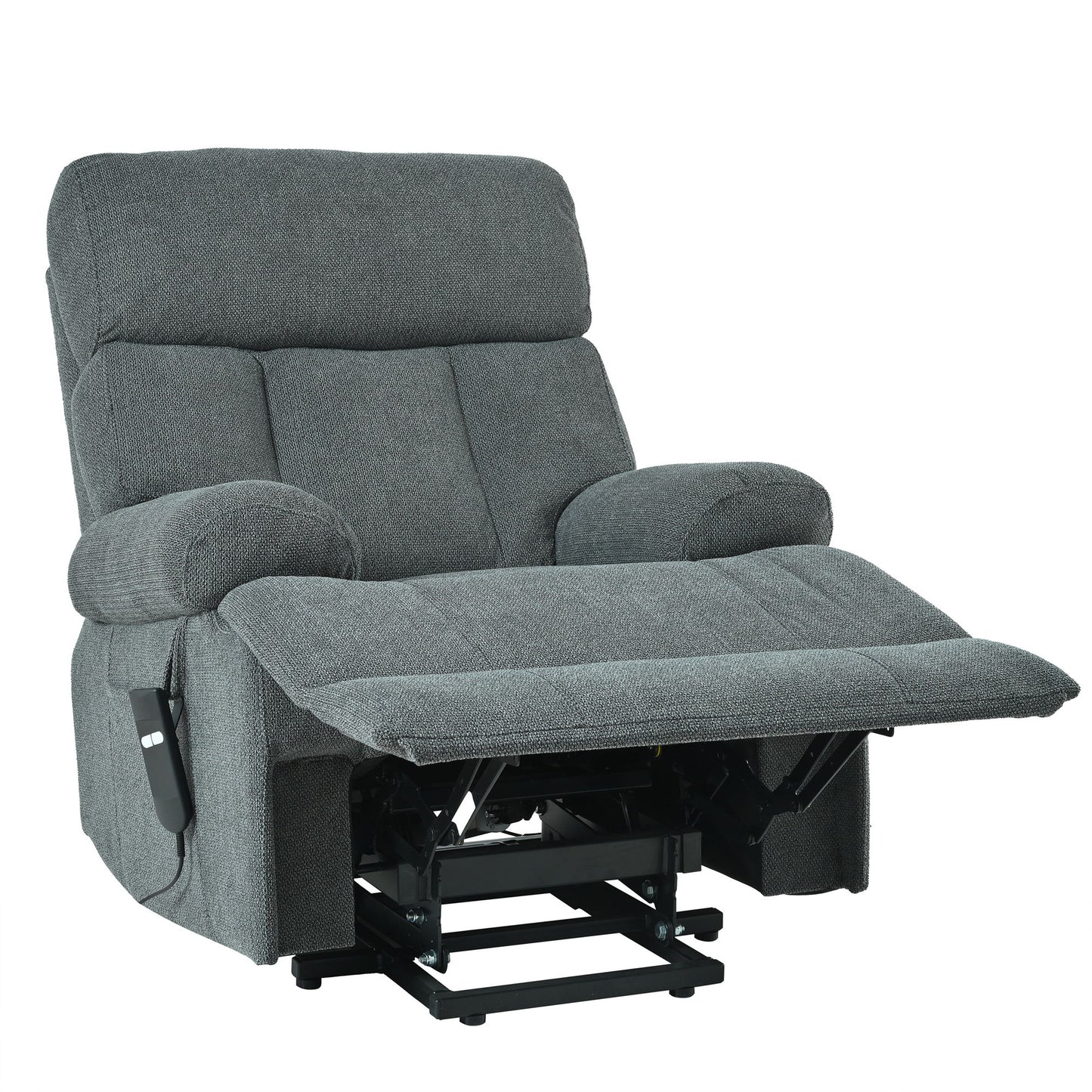 Oversized Power Lift Recliner Chair, Electric Fabric Recliner Chair, Home Theater Seating, Reclining Sofa Chair With Remote Control, Side Pocket, Spacious Seat - Dark Gray