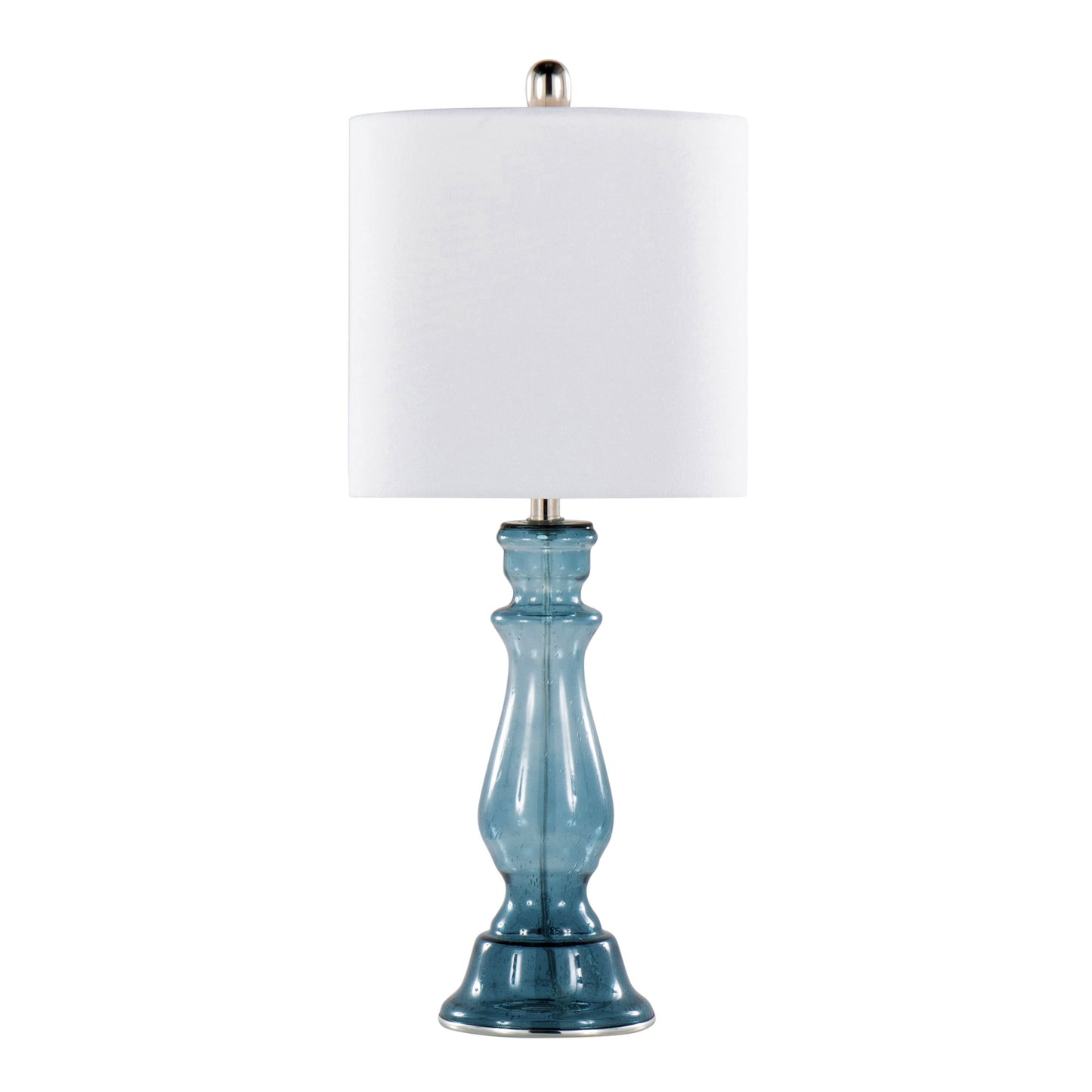 Bishop - Contemporary Clear Angel Table Lamp (Set of 2) - Blue / Polished Nickel / White