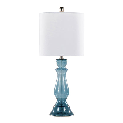 Bishop - Contemporary Clear Angel Table Lamp (Set of 2) - Blue / Polished Nickel / White
