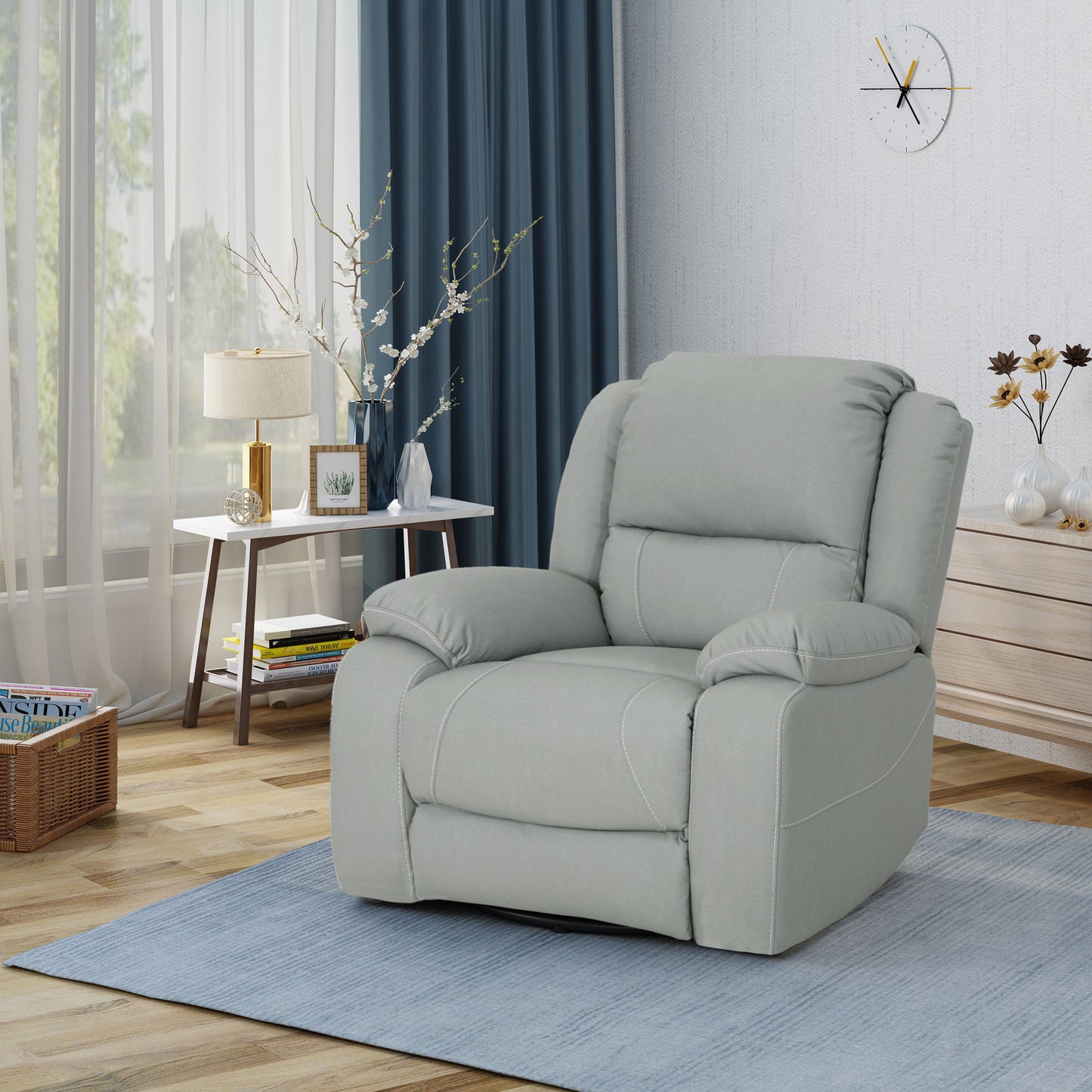 Wide Manual Swivel Standard Recliner - Light Gray