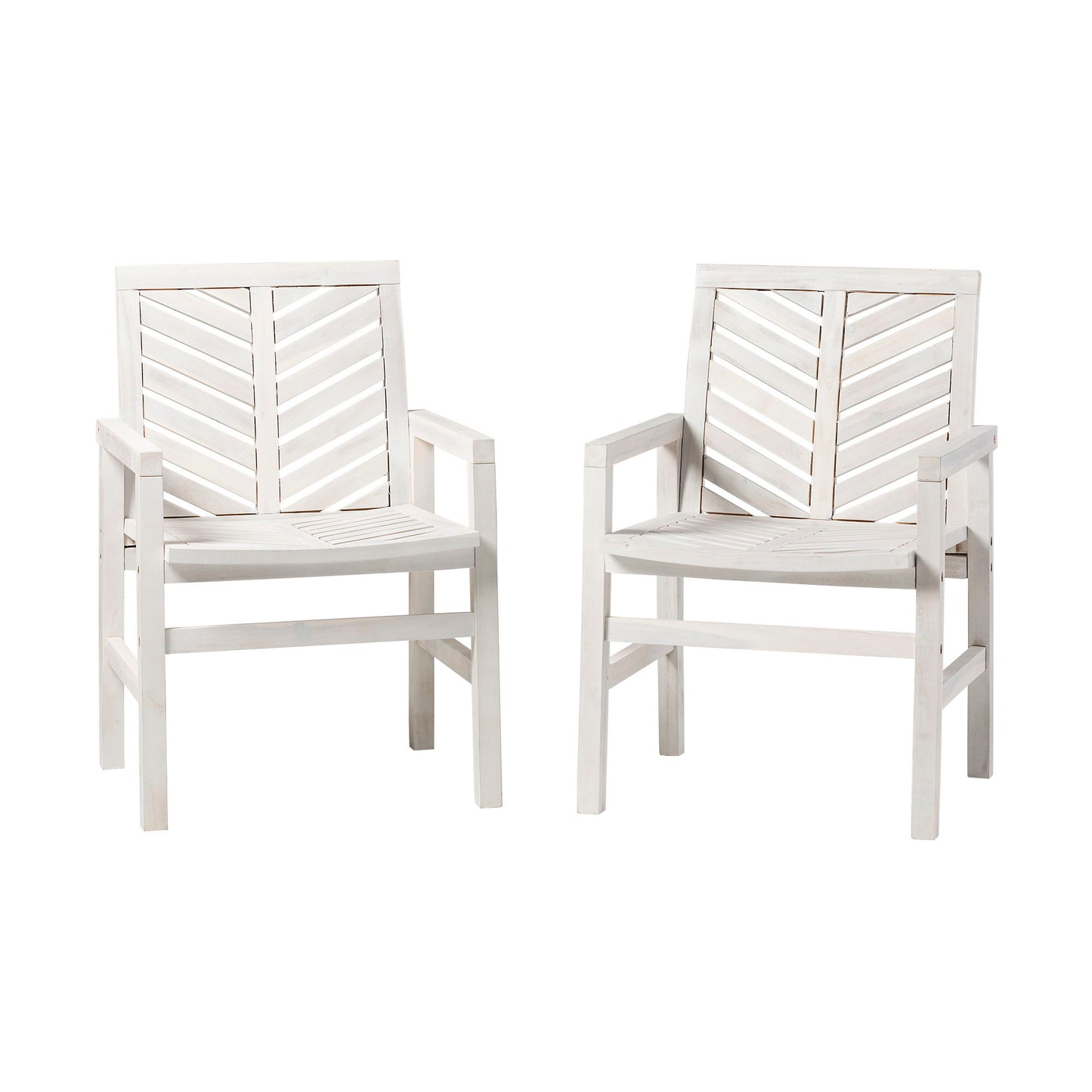 Modern Chevron Patio Chairs (Set of 2) - White Wash