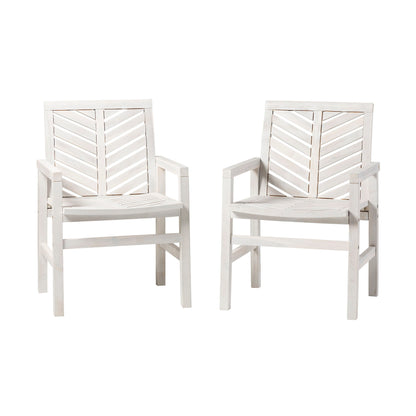 Modern Chevron Patio Chairs (Set of 2) - White Wash