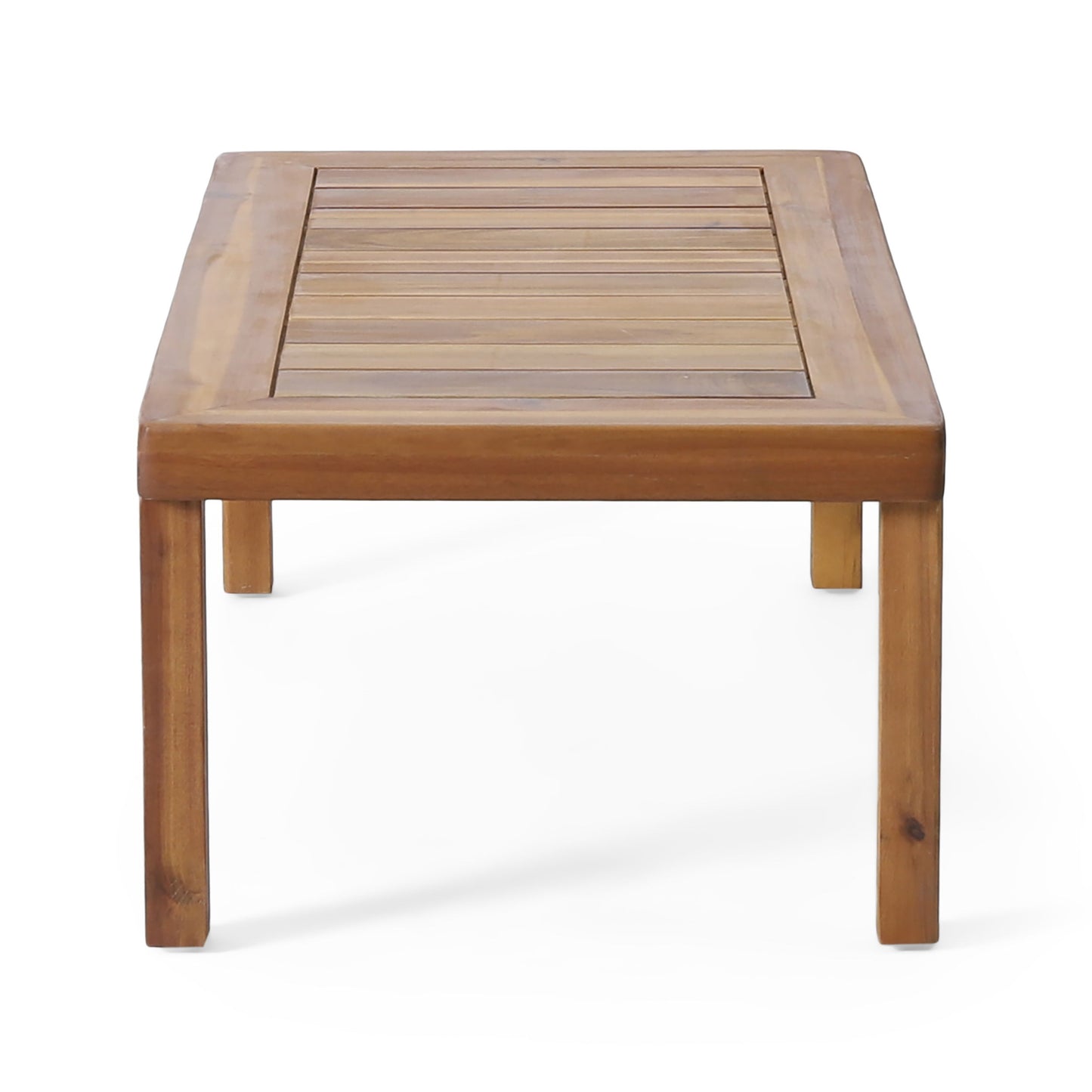 Acacia Wood Loveseat And Coffee Table Set With Cushions - Brown