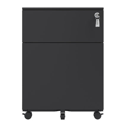 2 Drawer Mobile File Cabinet With Lock Steel File Cabinet For Legal / Letter / A4 / F4 Size/ Home / Office Design - Black