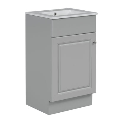 Bathroom Vanity With Sink, Vanity Cabinet With Door Shelf And Adjustable Shelf - Gray