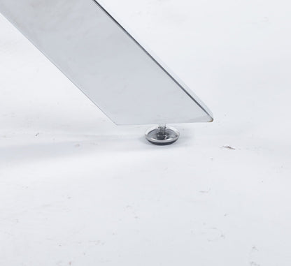 Dining Table With Cross Metal Leg And Tempered Glass, Modern Space Saving Kitchen Table For Living Room Legs - Chrome