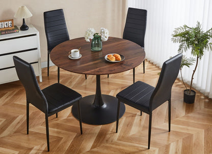 Tulip Table Mid-Century Dining Table For 4 - 6 People With Round MDF Table Top, Pedestal Dining Table, End Table Leisure Coffee Table - Walnut