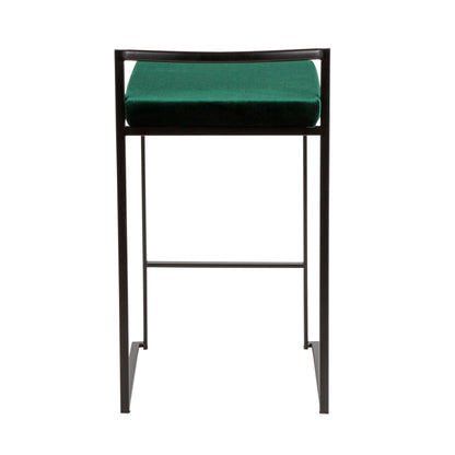 Fuji - Contemporary Stackable Counter Stool (Set of 2) - Black / Green