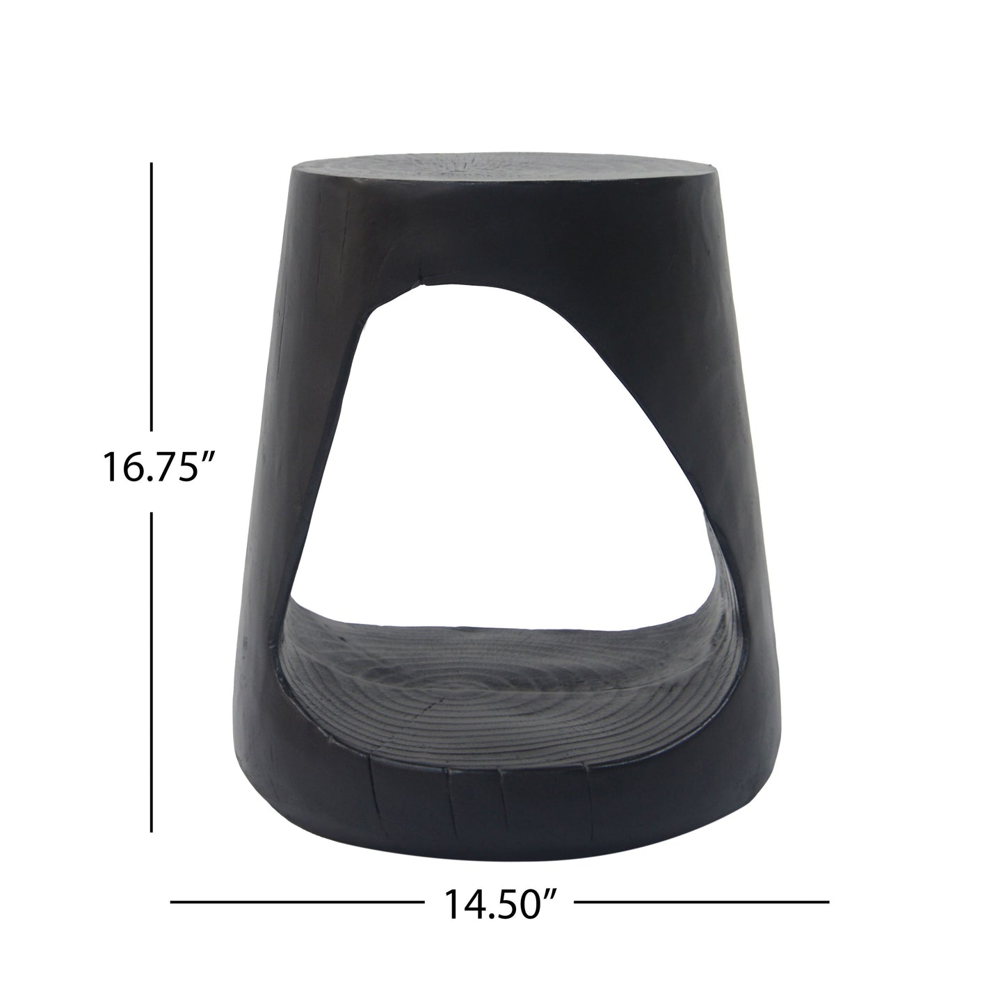 Mgo Hollow Side Table With Wood Like Texture, Durable And Weather Resistant - Black