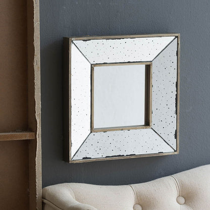 Distressed Square Accent Mirror, Wall Mirror For Living Room, Entryway, Office, Bedroom, Hallway - Silver