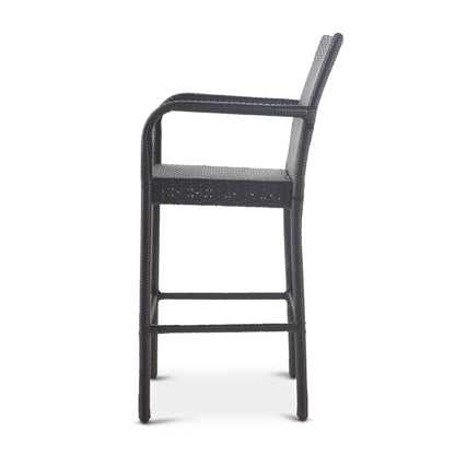 Outdoor Wicker Barstools Faux Rattan Iron Frame (Set of 2) - Gray
