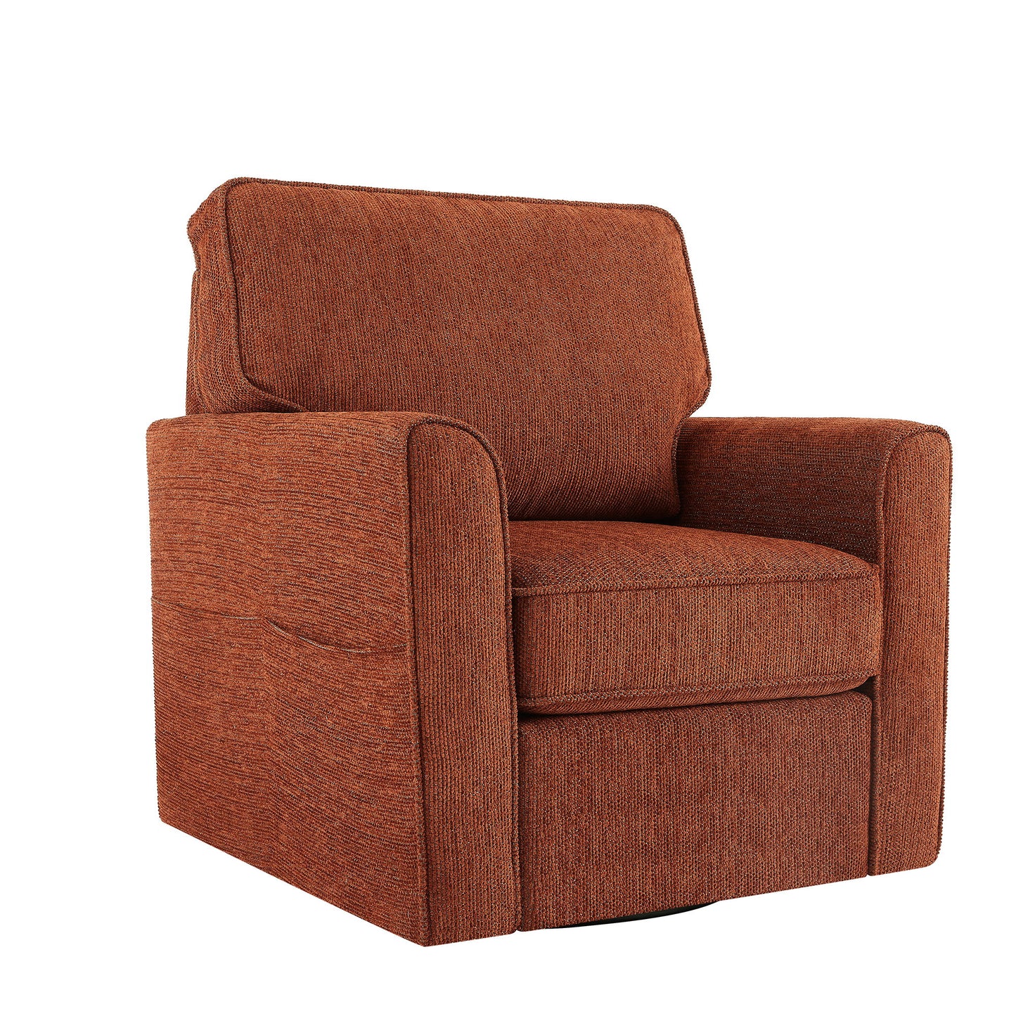 360 Degree Swivel Chair Accent Barrel Armchair With Side Pockets - Red