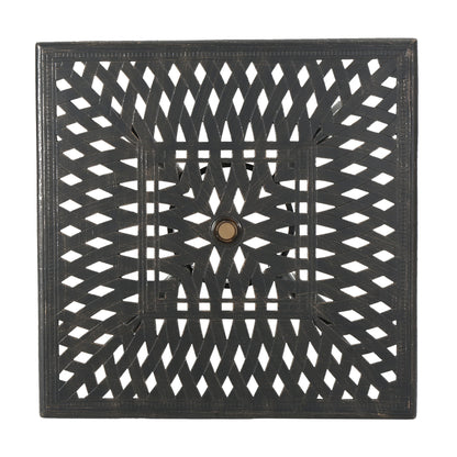 Enchantia - Outdoor Square Dining Table With Weave Tabletop And Flared Legs - Copper