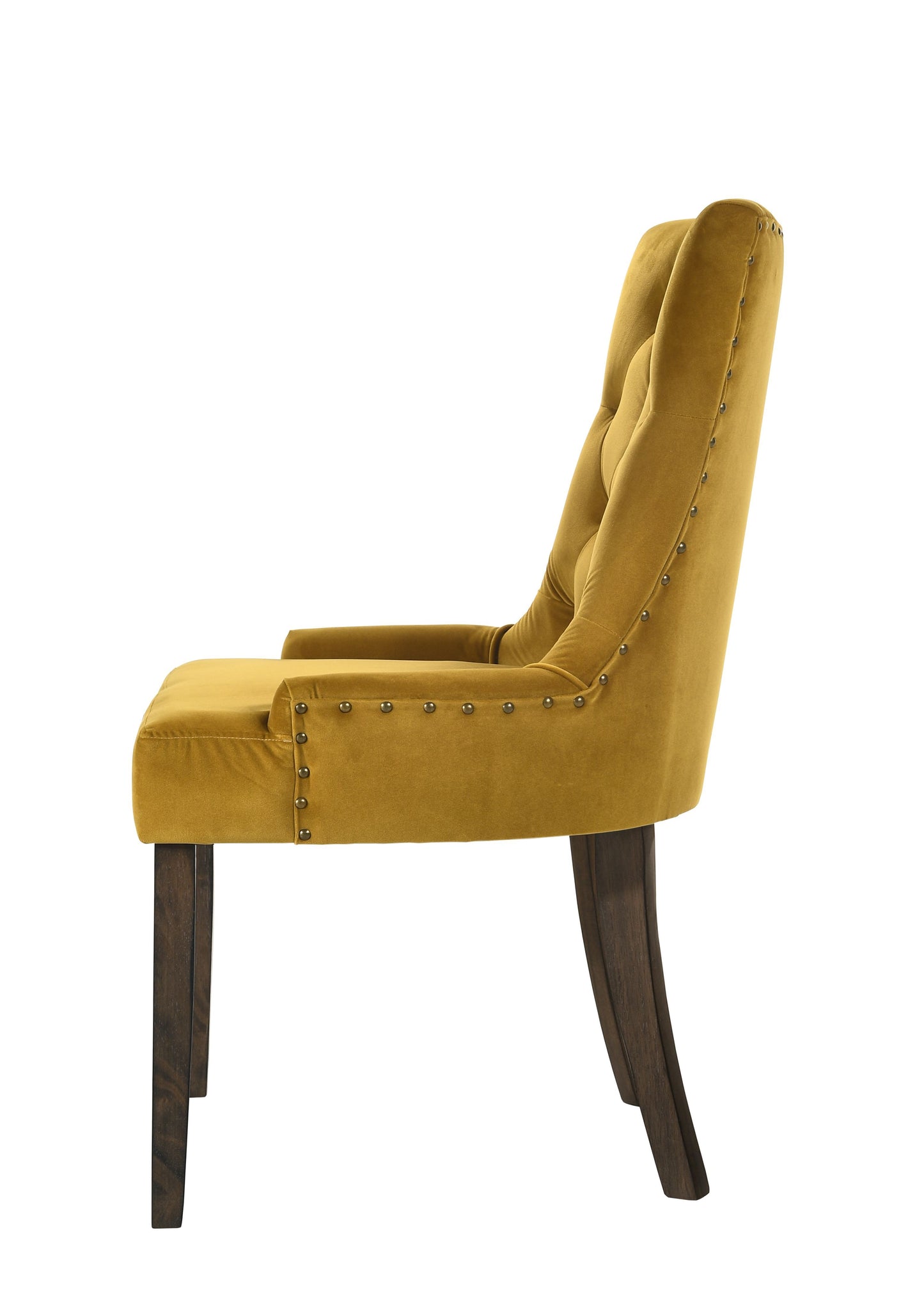 Farren - Velvet Side Chair (Set of 2) - Espresso / Yellow