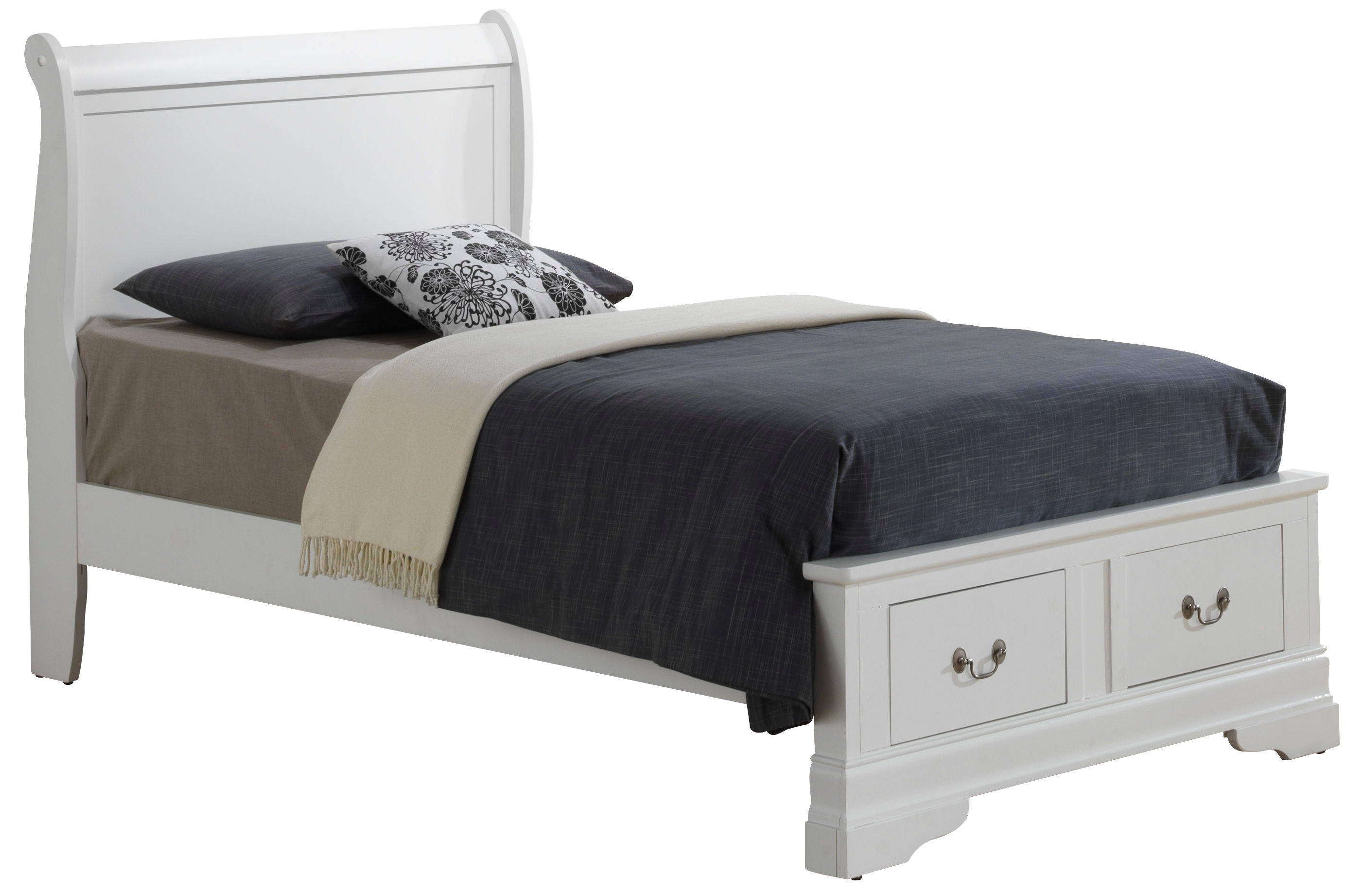 Louis Phillipe - Twin Elegant Storage Bed - White
