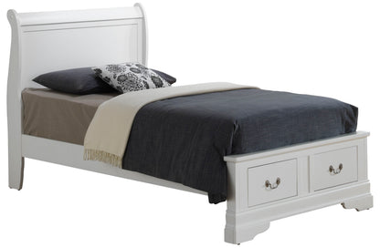 Louis Phillipe - Twin Elegant Storage Bed - White