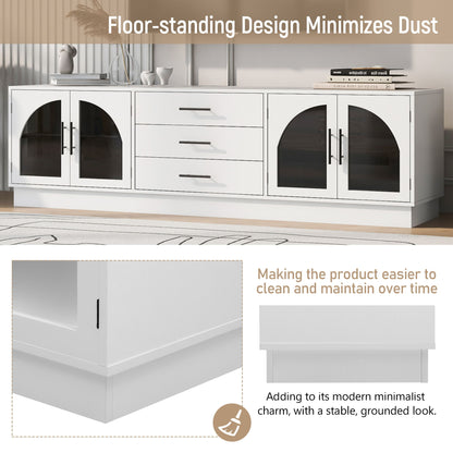 Modern Minimalist TV Stand For TVs Up To 75", Entertainment Center Media Console Cabinet With Adjustable Shelves For Living Room - White