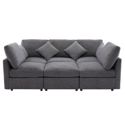 Sectional Sofa Modular Sofa U - Shaped Sofa Couch Sofa Bed L - Shaped Sofa With A Movable Ottoman And Two USB Ports For Living Room - Gray