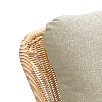 Contemporary Minimalist Wicker Rocking Chair With Soft Polyester Cushions And Wooden Frame - Beige