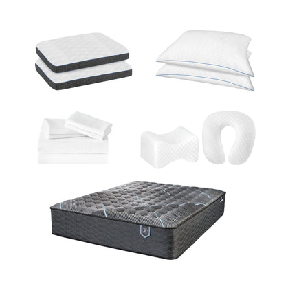 Comfort Care - King Size Hybrid Restful Nights Firm Mattress,12 Piece Comfort Bedding Pack - Black / White
