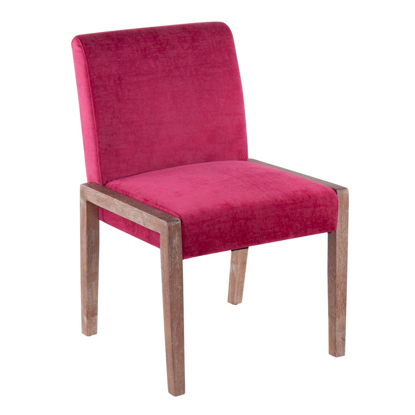 Carmen - Contemporary Chair (Set of 2) - White Washed / Hot Pink