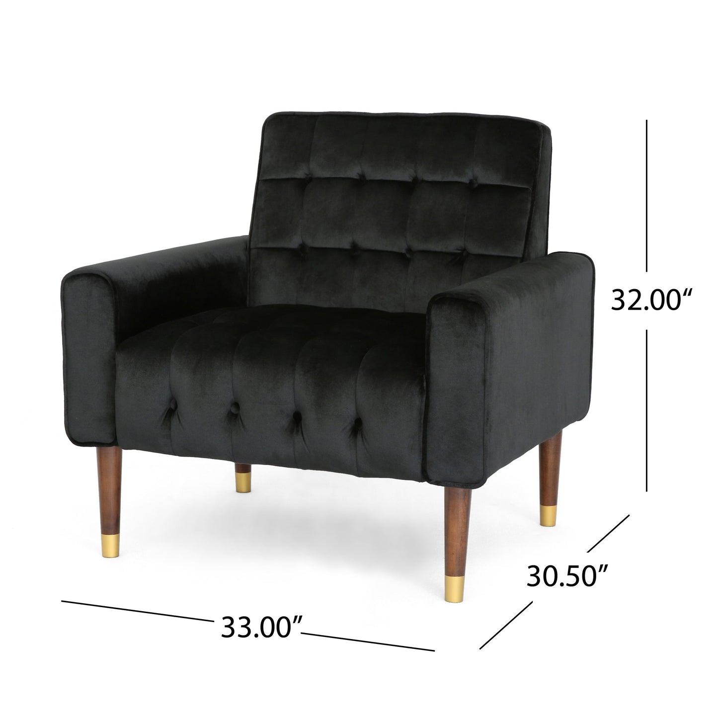 Comfy Arm Chair With Tufted Back, Modern For Living Room, Bedroom And Study - Black