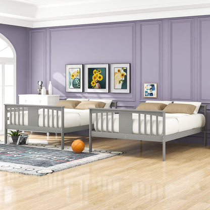 Full Over Full Bunk Bed With Ladder For Bedroom - Gray