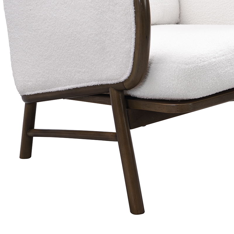 Sherpa Fabric Accent Chair, Upholstered Armchair With Solid Wood Frame, Comfortable Contemporary Lounge Chair For Living Room - White