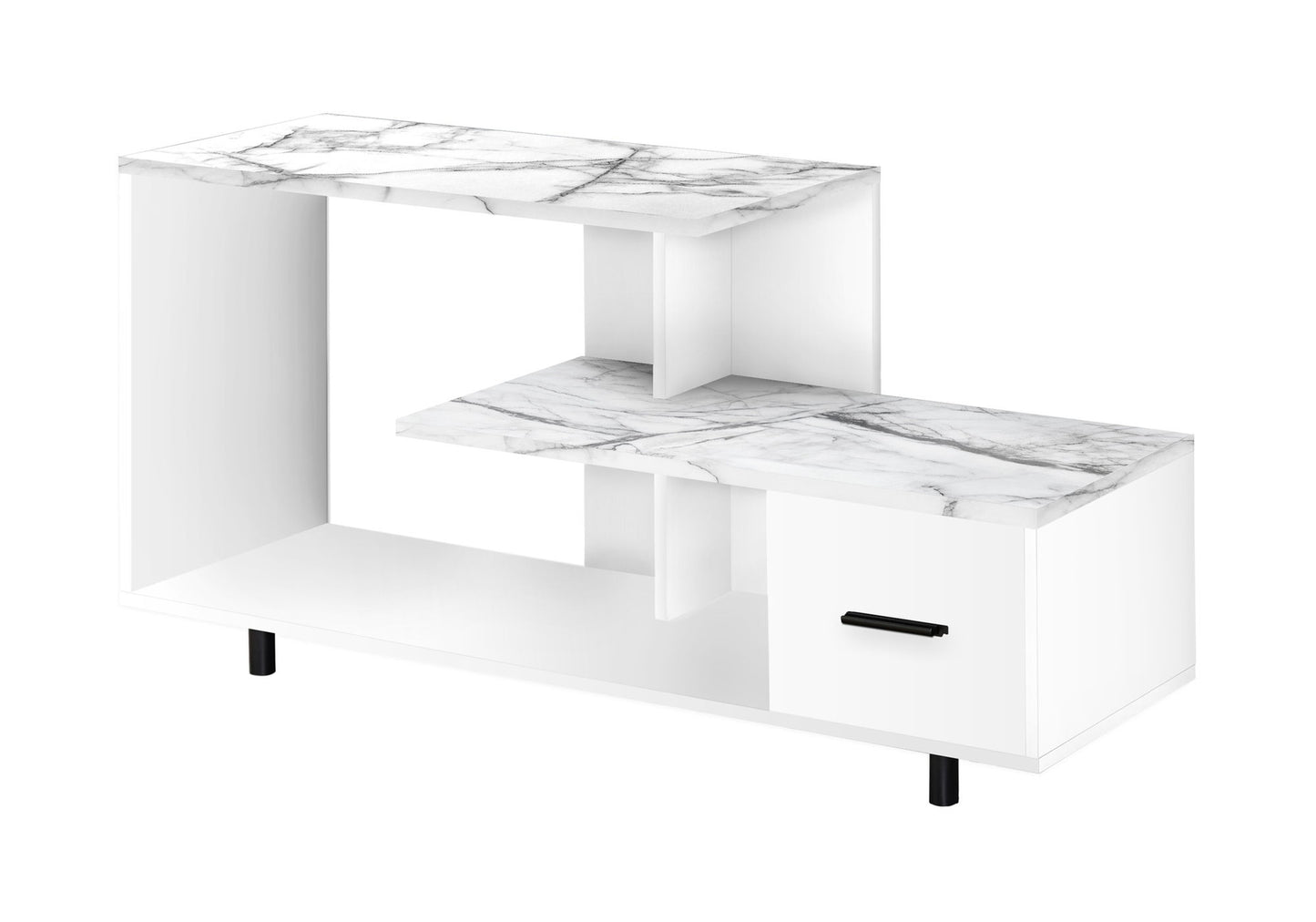 TV Stand, Console, Media Entertainment Center, Storage Drawer, Contemporary & Modern - White