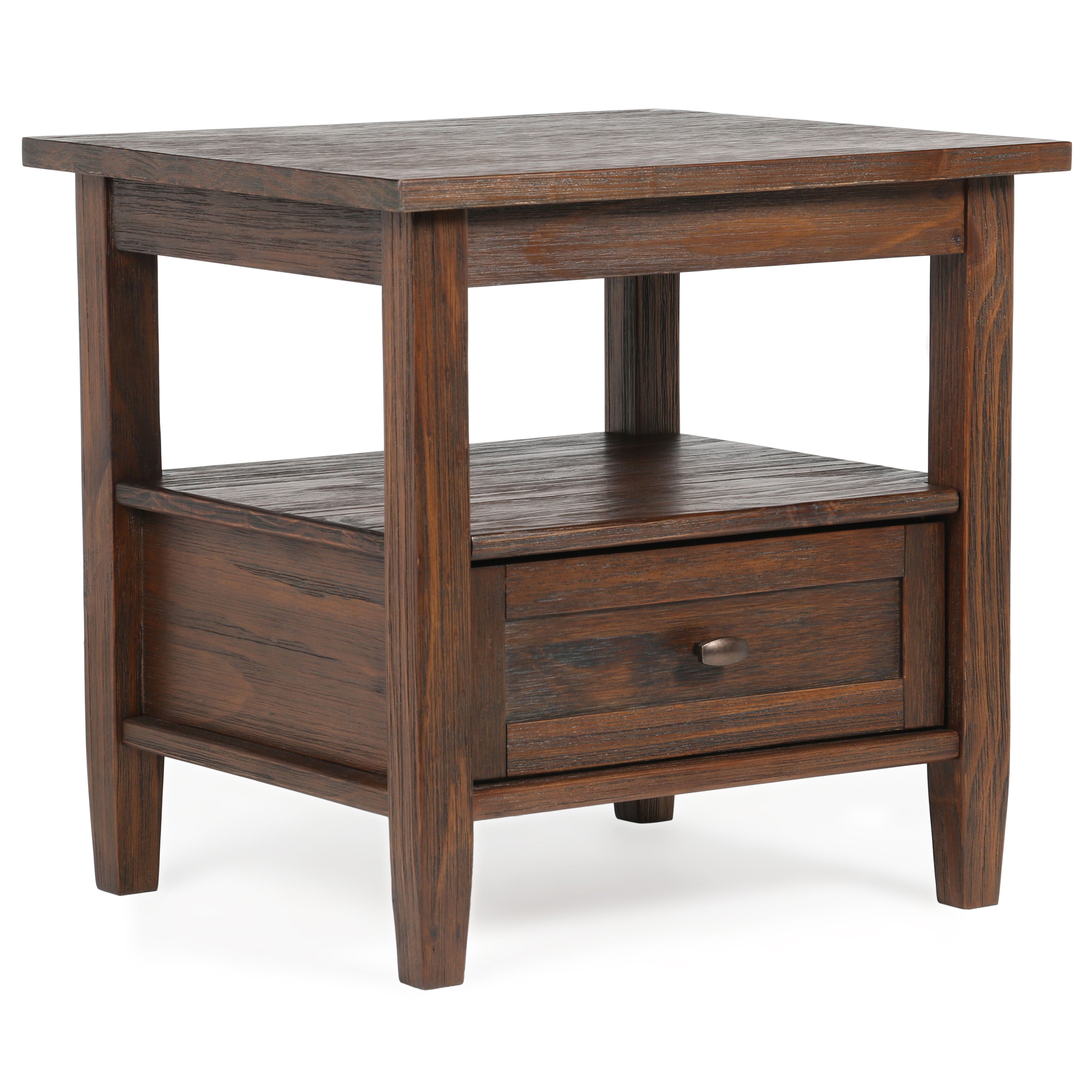 Warm Shaker - End Table - Distressed Charcoal Brown