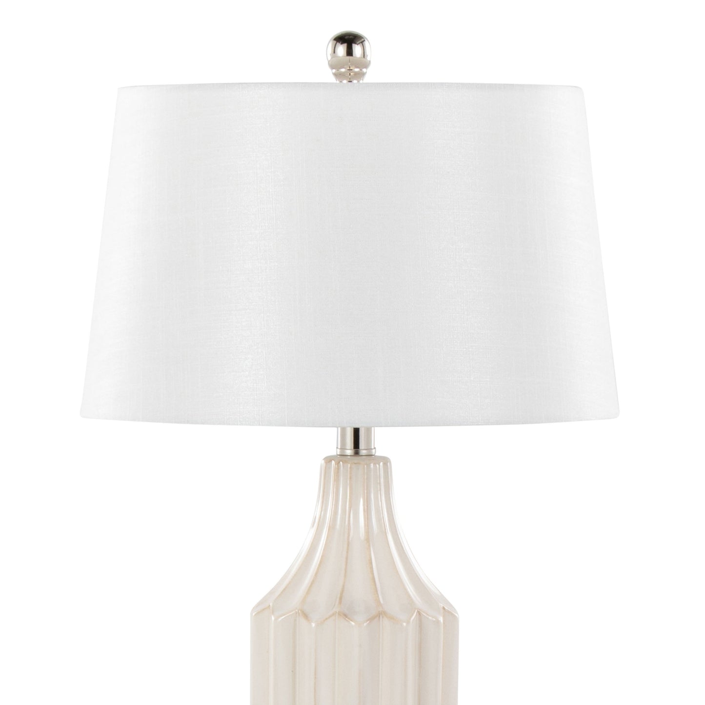 Stella - Contemporary Table Lamp - Gloss Cream / White