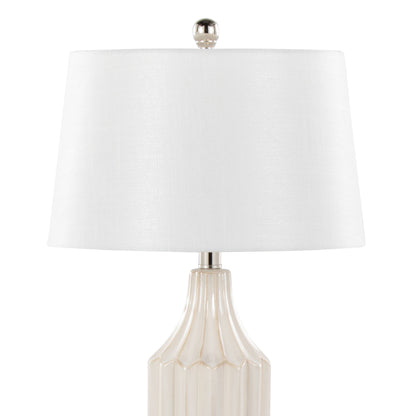 Stella - Contemporary Table Lamp - Gloss Cream / White