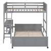 Twin Over Full Bunk Bed With Desk - Gray