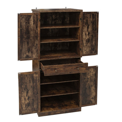 4 Door Cabinet With 1 Drawer, With 4 Adjustable Inner Shelves, Storage Cabinet - Natural