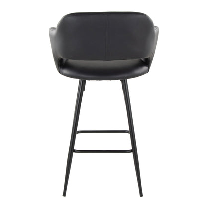 Margarite - Contemporary Fixed Height Counter Stool With Square Footrest (Set of 2) - Black