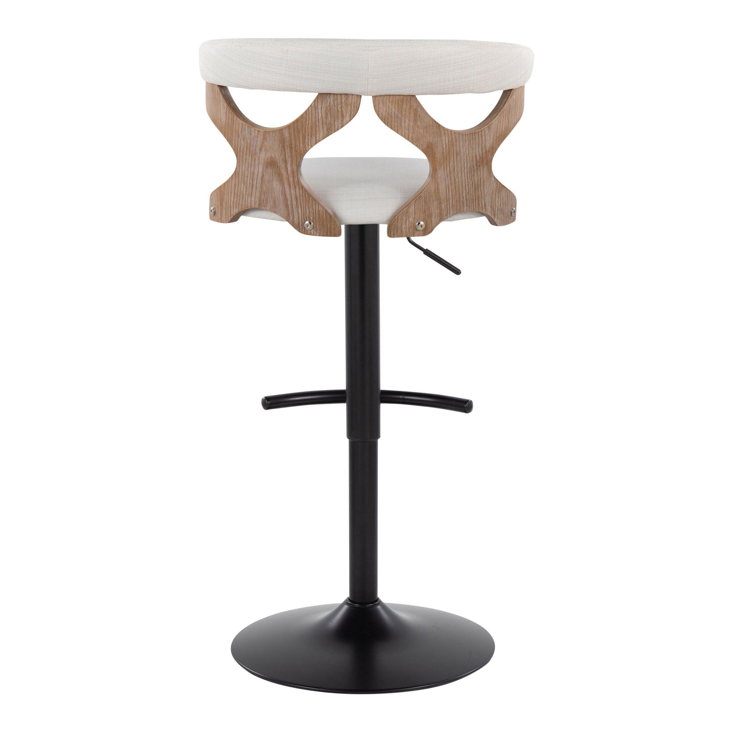 Gardenia - Contemporary Adjustable Barstool With Swivel With Rounded T Footrest (Set of 2) - Whitewashed / Black / Cream
