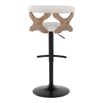 Gardenia - Contemporary Adjustable Barstool With Swivel With Rounded T Footrest (Set of 2) - Whitewashed / Black / Cream