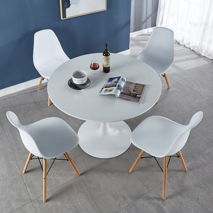 Tulip Table Mid-Century Dining Table For 4-6 People With Round MDF Table Top, Pedestal Dining Table, End Table Leisure Coffee Table - White