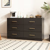 Large 6 Drawers Chest Of Drawer Dressers Table With Golden Handle - Black