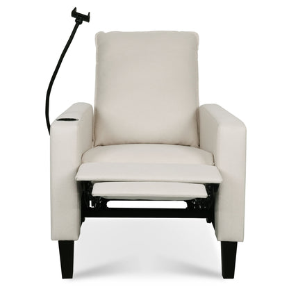 Recliner Chairs For Adults, Adjustable Recliner Sofa With Mobile Phone Holder & Cup Holder, Modern Reclining Chairs Fabric Push Back Recliner Chairs For Living Room, Bedroom - Beige