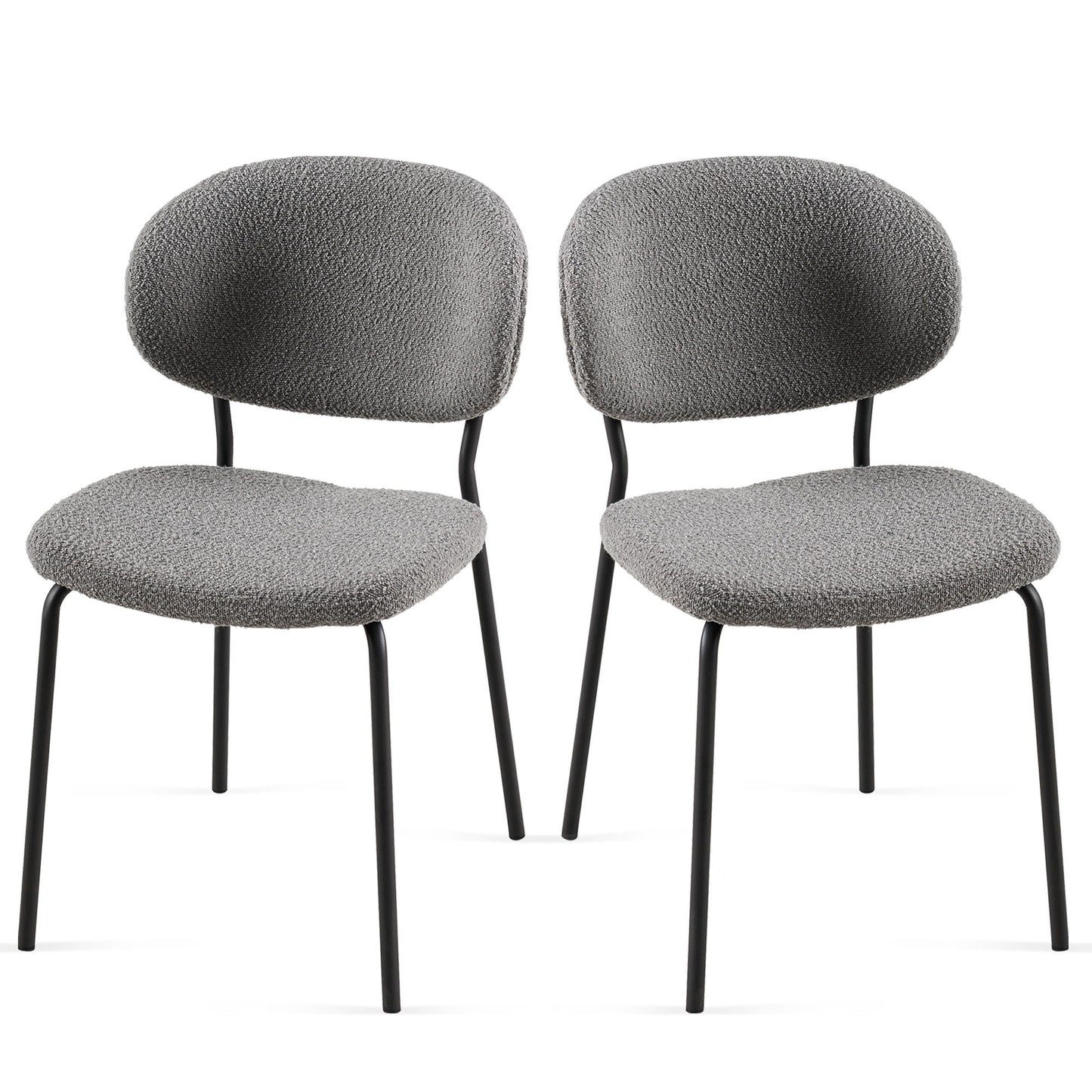 Boucle Dining Chairs, Dining Chairs With Metal Legs For Dining Room, Kitchen, Living Room (Set of 2) - Gray