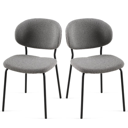 Boucle Dining Chairs, Dining Chairs With Metal Legs For Dining Room, Kitchen, Living Room (Set of 2) - Gray