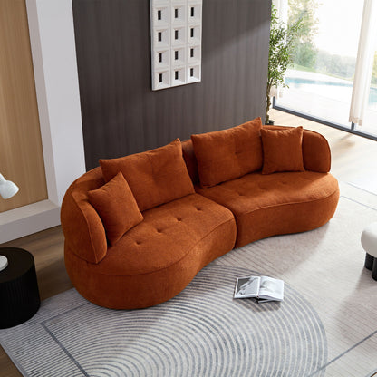Modern Modular Sofa With Durable Fabric And Solid Wood Frame For 4 People - Orange