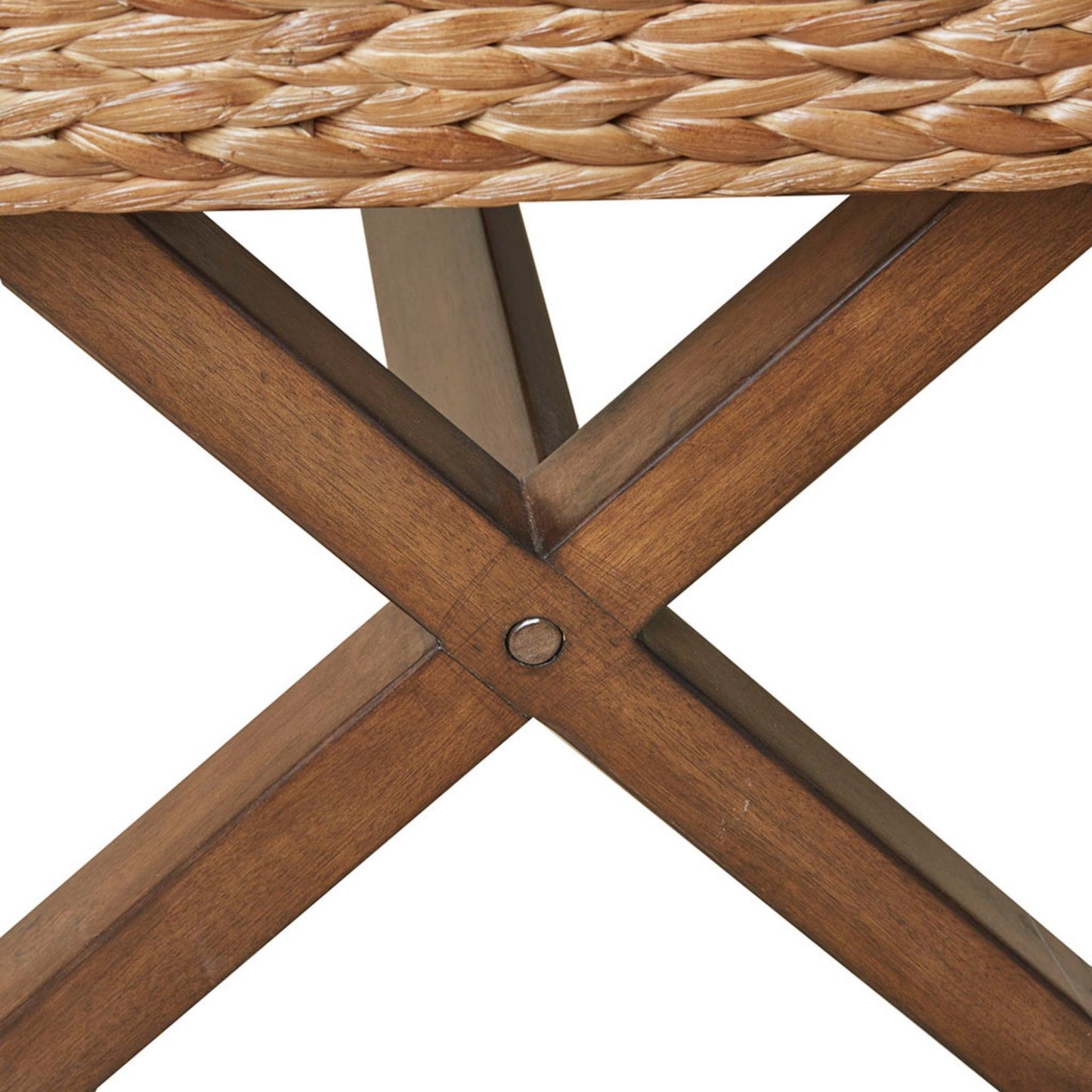 The Bench With Water Hyacinth Seat And Mahogany Base - Brown